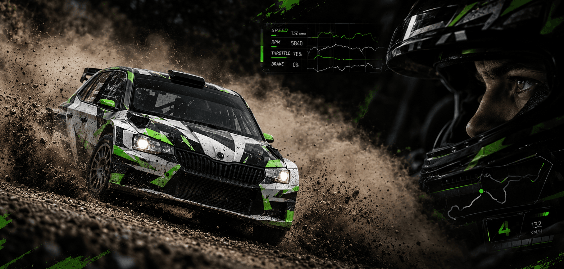 Auto de rally en acción